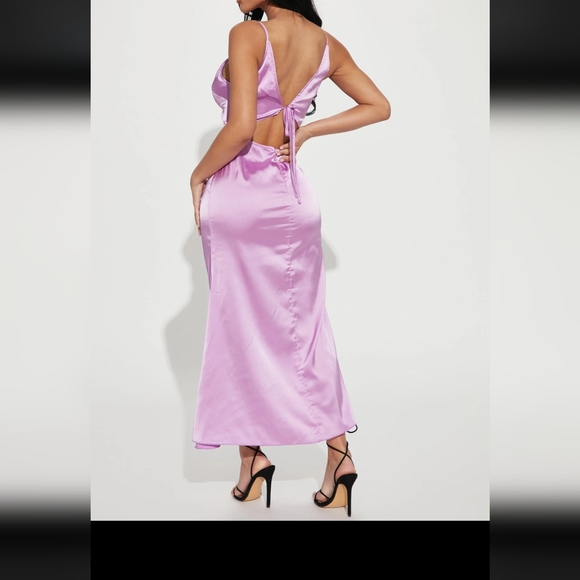 FASHION NOVA - Maya Satin Maxi/Midi Dress - Picture 2 of 9